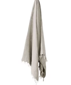 Aura Home Vintage Linen Fringe Throw in Natural