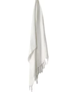 Aura Home Vintage Linen Fringe Throw in Marshmallow
