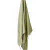Aura Home Vintage Linen Fringe Throw in Willow