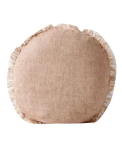 Aura Home Vintage Linen Fringe 55cm Cushion in Pink Clay