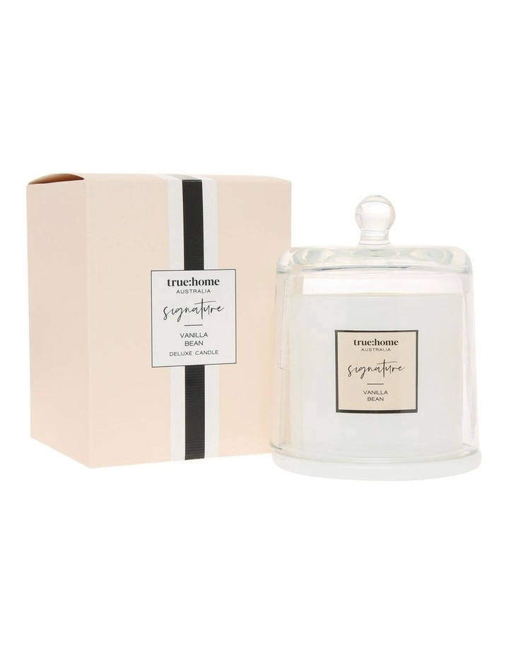 True Home Signature Vanilla Bean Candle With Cloche 1 True Home Signature Vanilla Bean Candle With Cloche