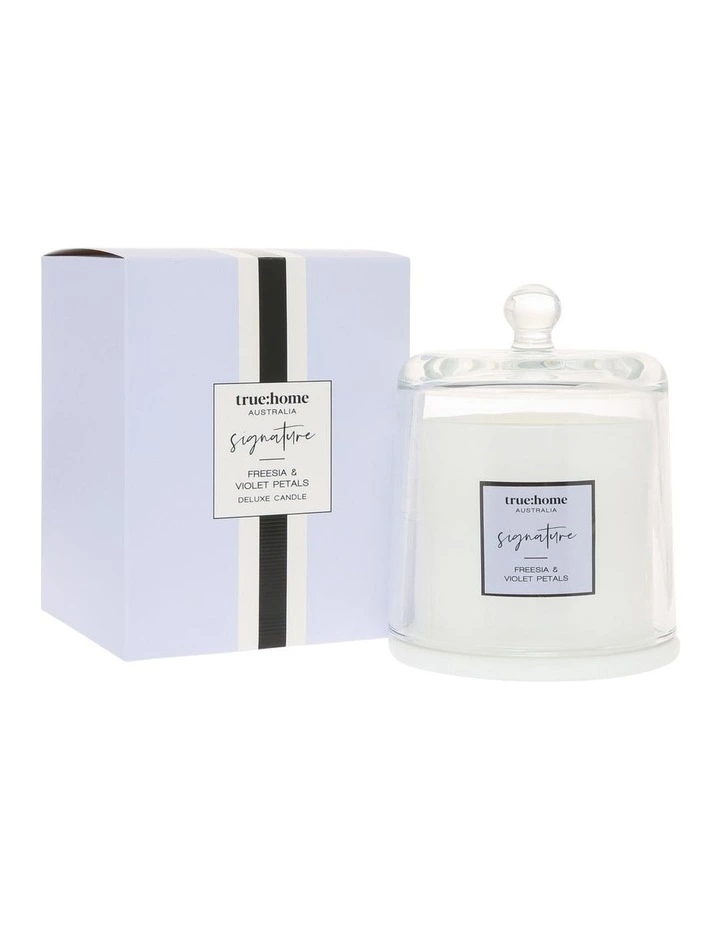 True Home Signature Fresh Freesia & Violet Candle With Cloche 1 True Home Signature Fresh Freesia & Violet Candle With Cloche