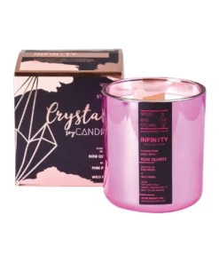 Wicks and Stones Infinity Rose Quartz Candle