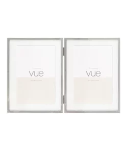 Vue 2 Piece 10x15cm Double Shiny Metal Photo Frame Set Silver