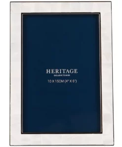 Heritage Mother of Pearl 10x15cm Shiny Metal Photo Frame Silver