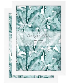 Cooper & Co Set Of 2 A4 White Premium Paradise Wooden Photo Frame