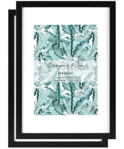 Cooper & Co Set Of 2 29.7cmx42 Mat to 21x29.7cm Black Premium Paradise Wooden Photo Frame
