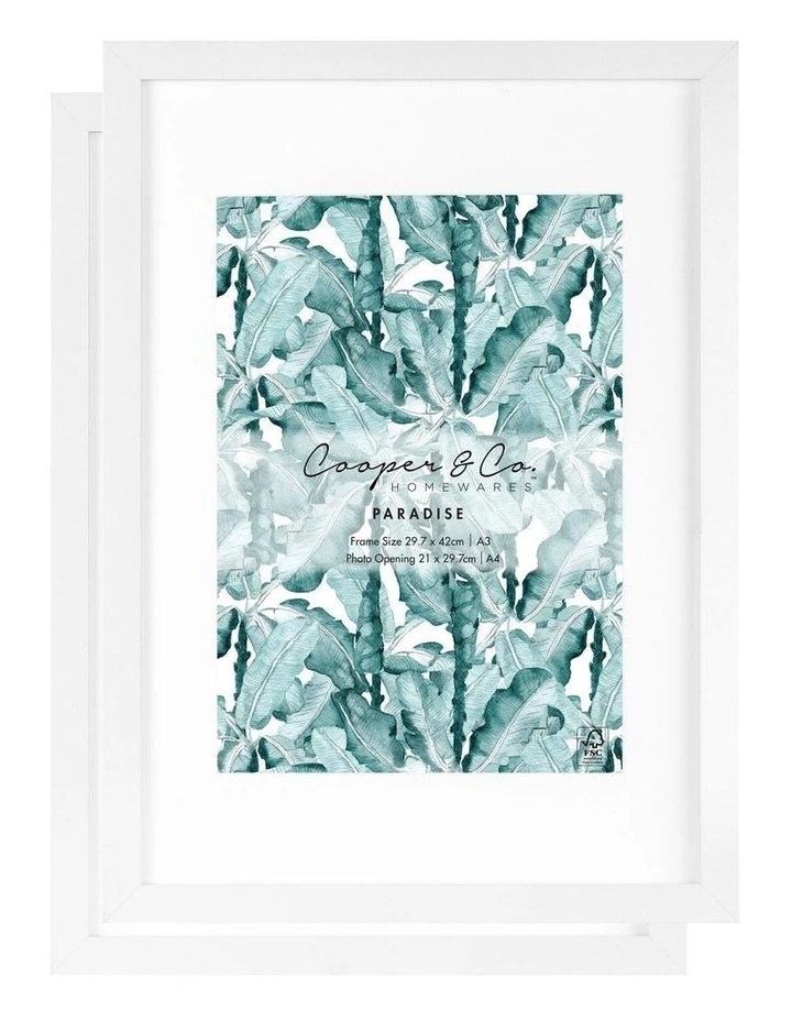 Cooper & Co Set Of 2 29.7cmx42 Mat to 21x29.7cm White Premium Paradise Wooden Photo Frame 1 Cooper & Co Set Of 2 29.7cmx42 Mat to 21x29.7cm White Premium Paradise Wooden Photo Frame