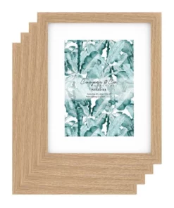 Cooper & Co Set Of 4 20x25cm Mat to 13x18cm Oak Premium Paradise Wooden Photo Frame
