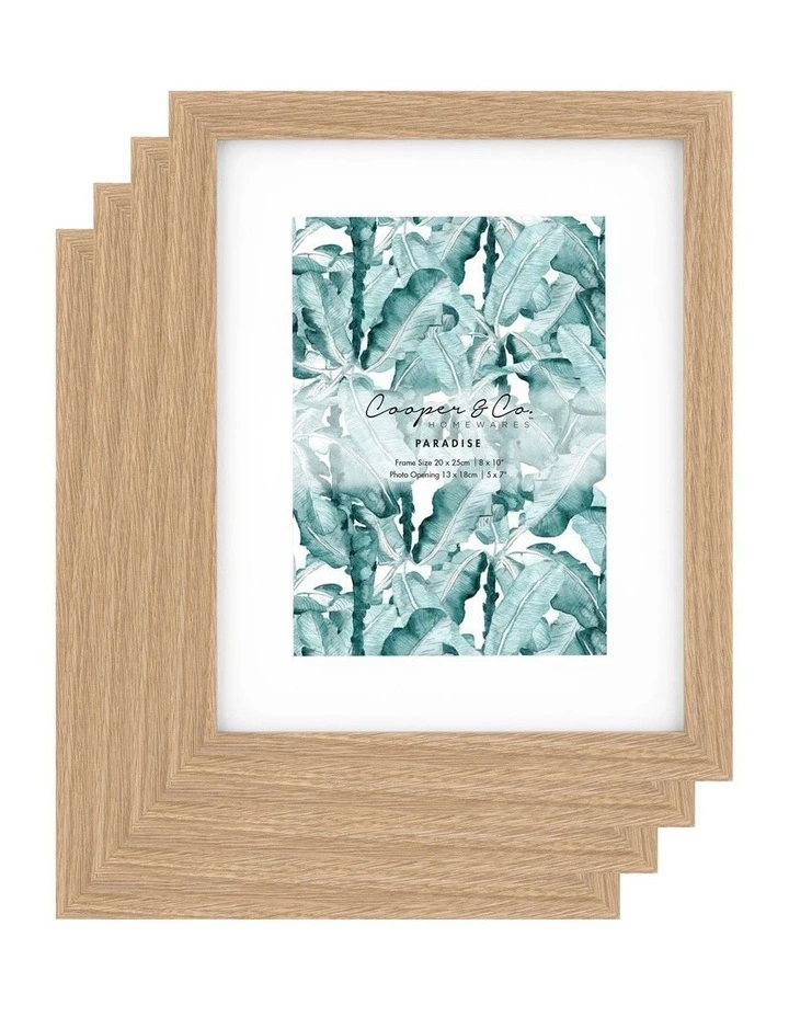 Cooper & Co Set Of 4 20x25cm Mat to 13x18cm Oak Premium Paradise Wooden Photo Frame 1 Cooper & Co Set Of 4 20x25cm Mat to 13x18cm Oak Premium Paradise Wooden Photo Frame
