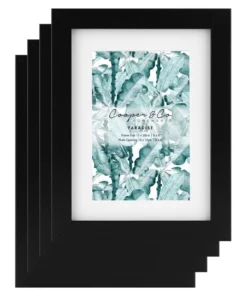 Cooper & Co Set Of 4 15x20cm Mat to 10x15cm Black Premium Paradise Wooden Photo Frame