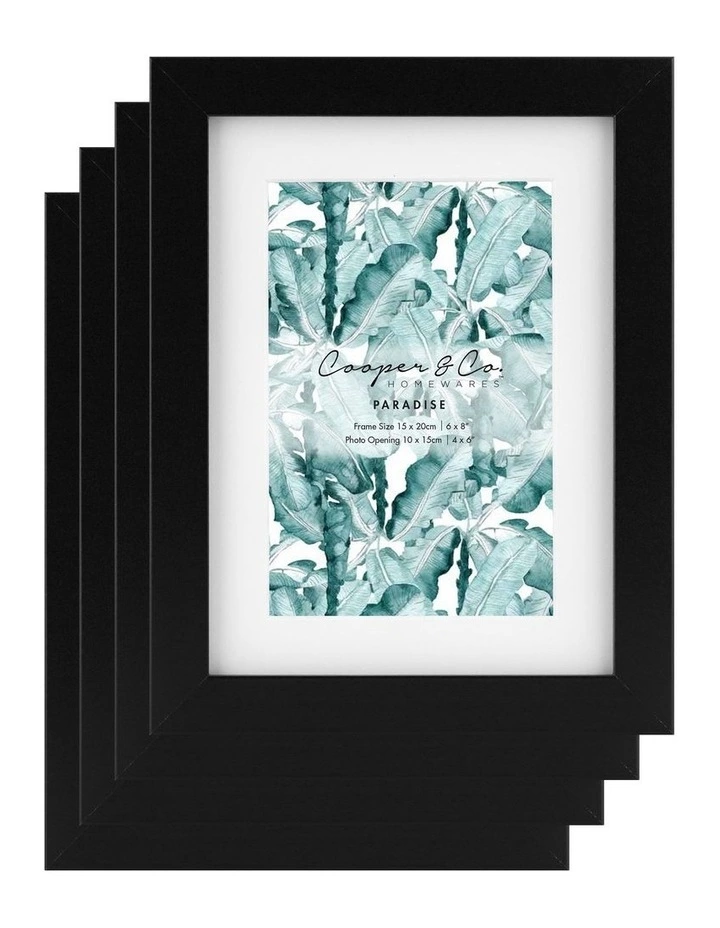 Cooper & Co Set Of 4 15x20cm Mat to 10x15cm Black Premium Paradise Wooden Photo Frame 1 Cooper & Co Set Of 4 15x20cm Mat to 10x15cm Black Premium Paradise Wooden Photo Frame