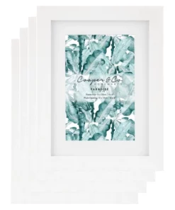 Cooper & Co Set Of 4 15x20cm Mat to 10x15cm White Premium Paradise Wooden Photo Frame