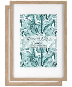 Cooper & Co Set Of 2 29.7x42cm Mat to 21x29.7cm Oak Premium Paradise Wooden Photo Frame