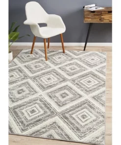 Rug Culture Sabrina Geo Diamonds Rug Silver Grey -Home Decor Shop 782207830 7 720x928