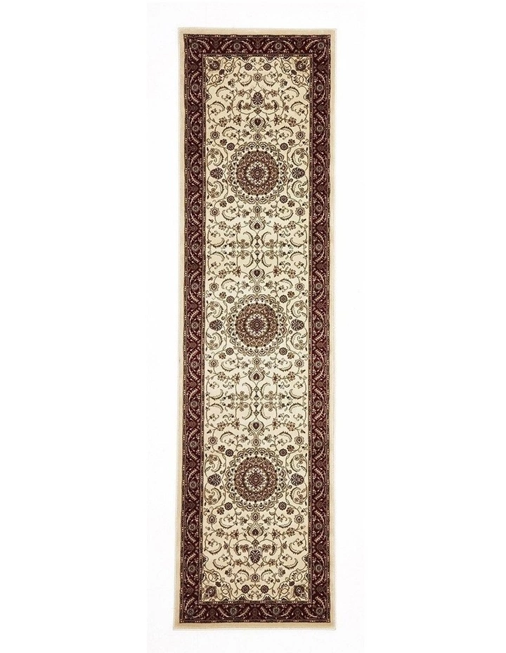 Rug Culture Sydney Medallion Runner Ivory with Red Border Runner Rug 1 Rug Culture Sydney Medallion Runner Ivory with Red Border Runner Rug