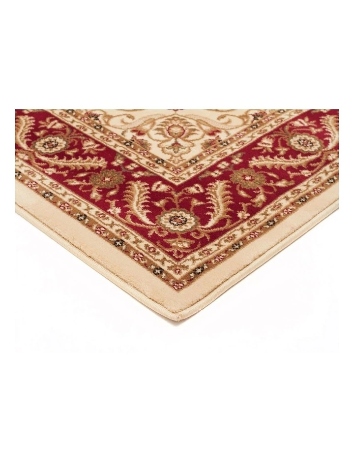 Rug Culture Sydney Medallion Runner Ivory with Red Border Runner Rug 2 Rug Culture Sydney Medallion Runner Ivory with Red Border Runner Rug - Image 2