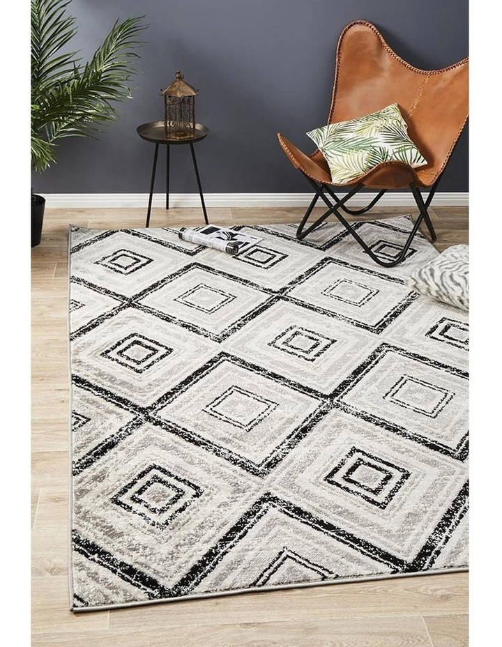 Rug Culture Sabrina Geo Diamonds Rug Grey Black 7 Rug Culture Sabrina Geo Diamonds Rug Grey Black - Image 7