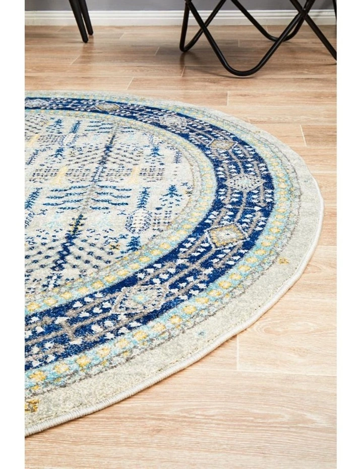 Rug Culture Century 988 Blue Round Rug 3 Rug Culture Century 988 Blue Round Rug - Image 3