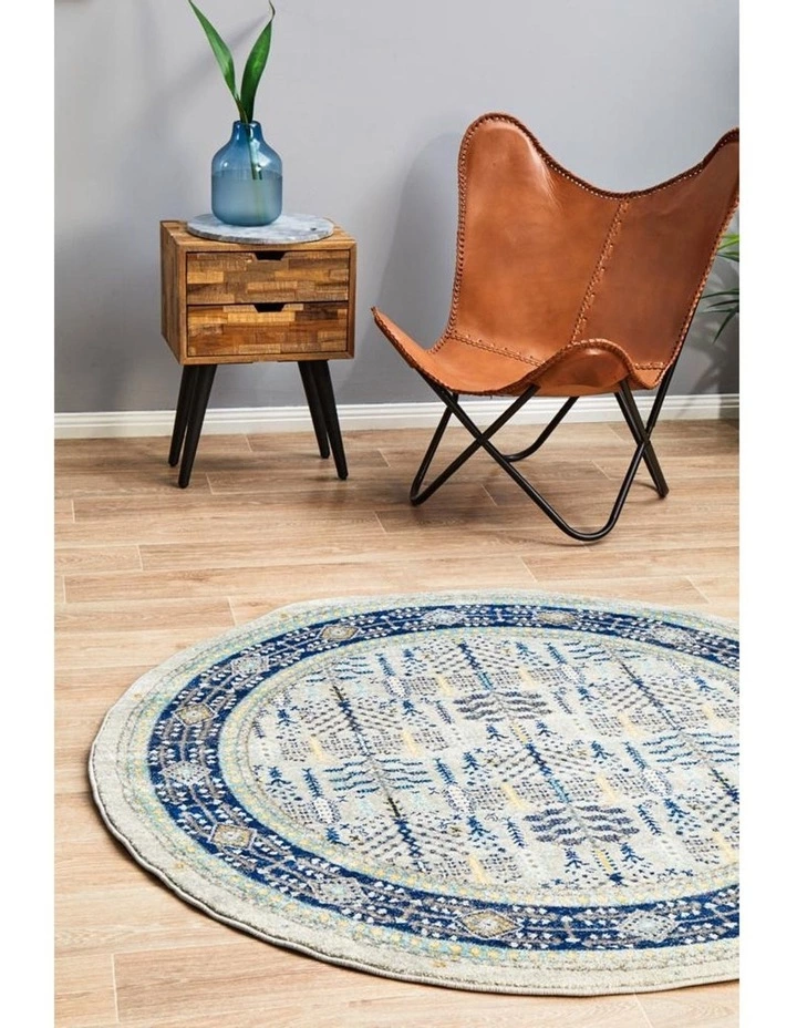 Rug Culture Century 988 Blue Round Rug 7 Rug Culture Century 988 Blue Round Rug - Image 7