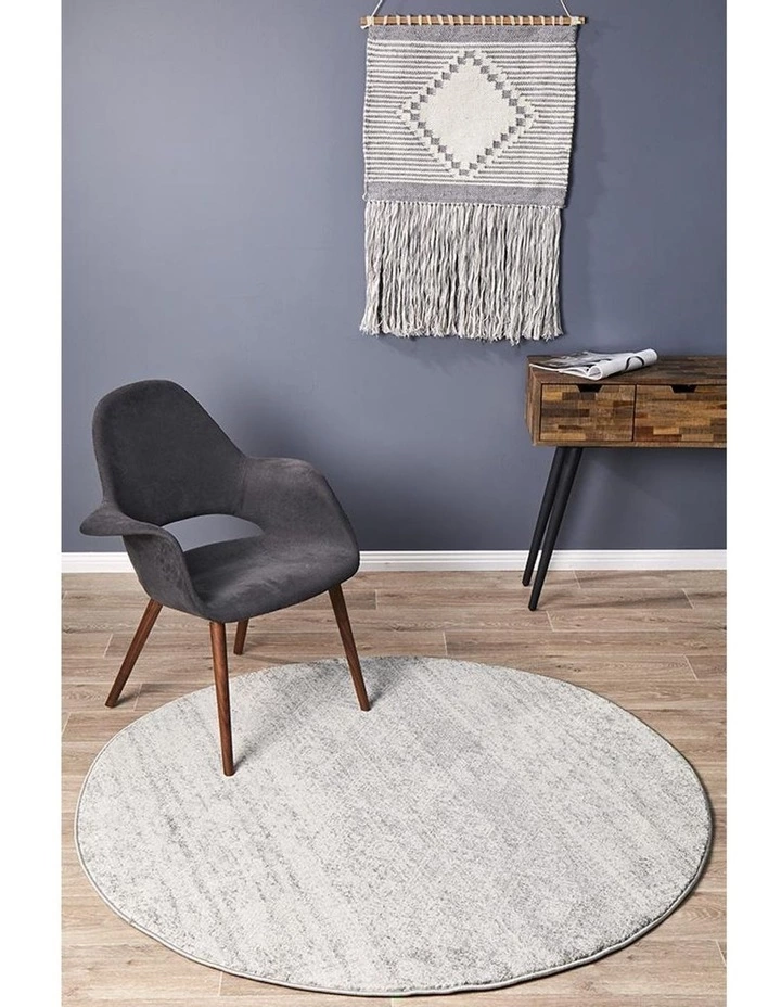 Rug Culture Mirage Zelda Silver Grey Round Rug 4 Rug Culture Mirage Zelda Silver Grey Round Rug - Image 4