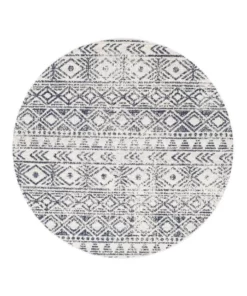 Rug Culture Oasis Ismail White Blue Rustic Round Rug