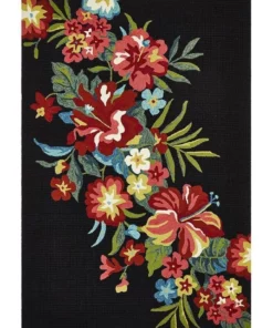 Rug Culture Copacabana Kelsey Bouquet Black Indoor Outdoor Rug