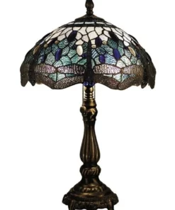 G&G Bro Blue Dragonfly Leadlight Tiffany Table Lamp