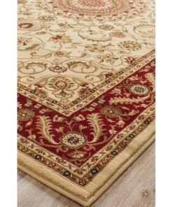 Rug Culture Sydney Collection Medallion Rug Ivory with Red Border -Home Decor Shop 797876020 3 720x928