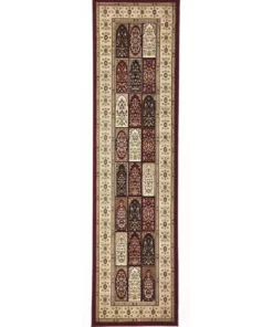 Rug Culture Sydney Collection Traditional Panel Pattern Rug Burgundy