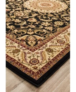Rug Culture Sydney Collection Medallion Rug Black with Ivory Border -Home Decor Shop 797879260 3 720x928
