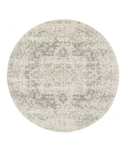 Rug Culture Evoke Dream White Silver Transitional Round Rug