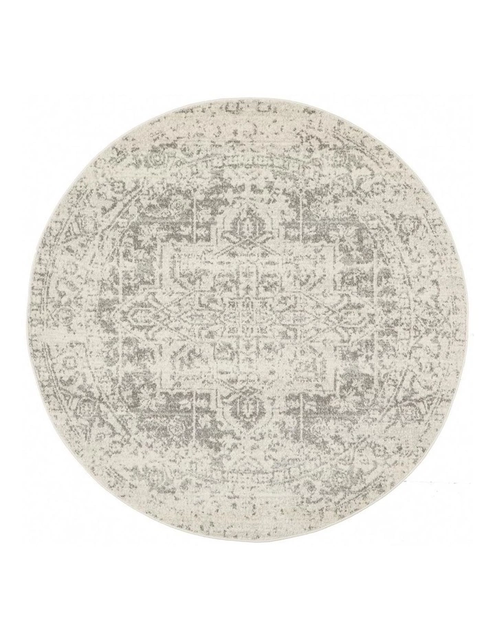 Rug Culture Evoke Dream White Silver Transitional Round Rug 1 Rug Culture Evoke Dream White Silver Transitional Round Rug