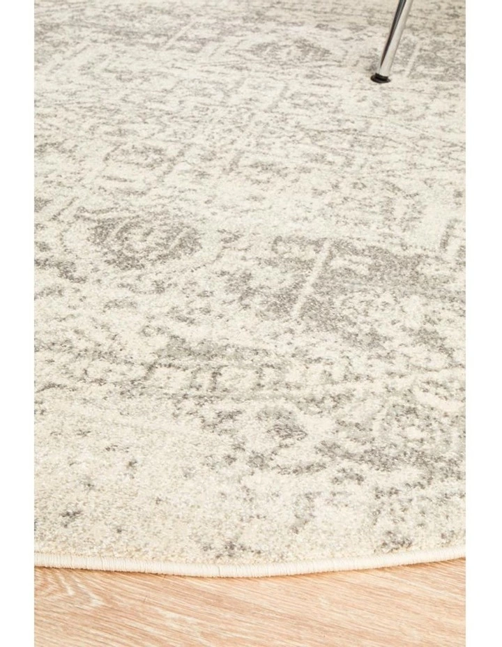 Rug Culture Evoke Dream White Silver Transitional Round Rug 2 Rug Culture Evoke Dream White Silver Transitional Round Rug - Image 2