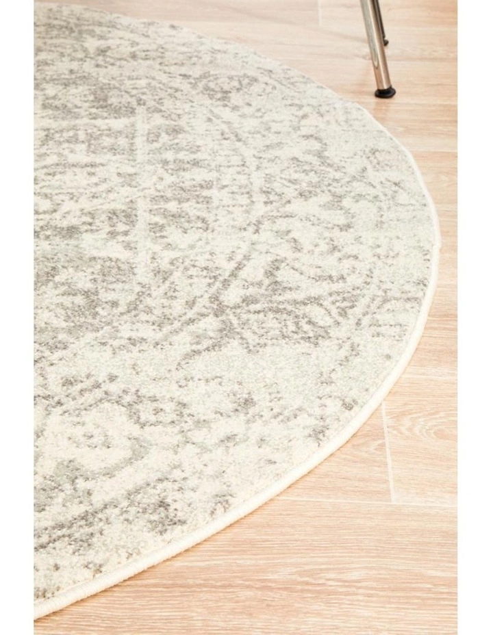 Rug Culture Evoke Dream White Silver Transitional Round Rug 3 Rug Culture Evoke Dream White Silver Transitional Round Rug - Image 3