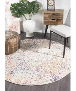 Rug Culture Oasis Ismail Multi Grey Rustic Round Rug -Home Decor Shop 797880520 5 720x928