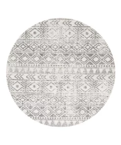 Rug Culture Oasis Ismail White Grey Rustic Round Rug