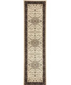 Rug Culture Sydney Collection Medallion Rug Ivory with Black Border