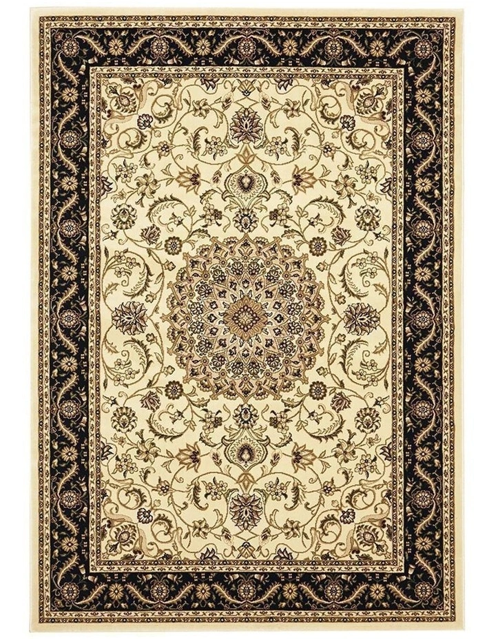 Rug Culture Sydney Collection Medallion Rug Ivory with Black Border 2 Rug Culture Sydney Collection Medallion Rug Ivory with Black Border - Image 2