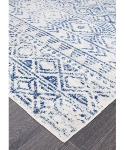 Rug Culture Oasis Ismail White Blue Rustic Rug -Home Decor Shop 797885200 3 720x928
