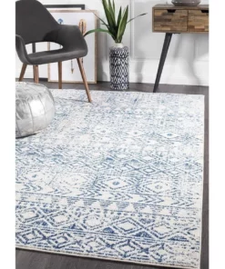 Rug Culture Oasis Ismail White Blue Rustic Rug -Home Decor Shop 797885200 7 720x928