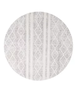 Rug Culture Oasis Salma White And Grey Tribal Round Rug
