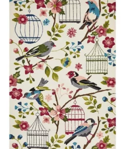 Rug Culture Copacabana Finch and Nest Exquisite Indoor Outdoor Rug Cream