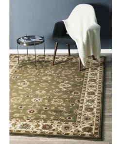 Rug Culture Sydney Collection Classic Rug Green with Ivory Border -Home Decor Shop 797936680 7 720x928