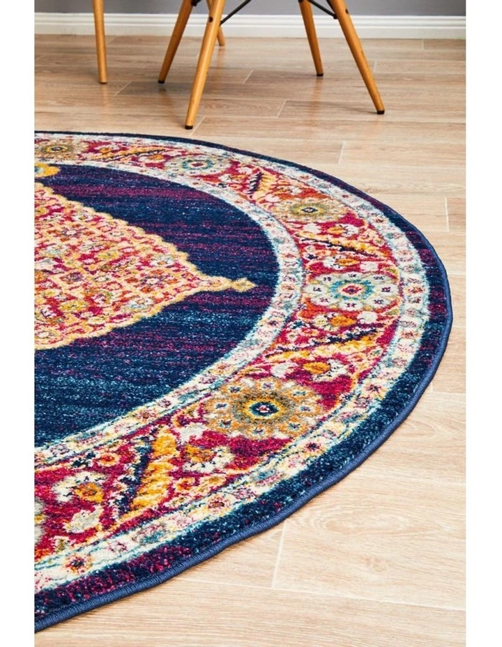 Rug Culture Century 966 Royal Blue Round Rug 2 Rug Culture Century 966 Royal Blue Round Rug - Image 2