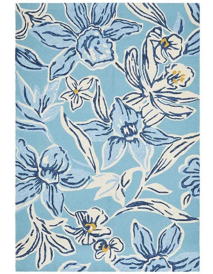 Rug Culture Copacabana Whimsical Blue Floral Indoor Outdoor Rug 1 Rug Culture Copacabana Whimsical Blue Floral Indoor Outdoor Rug