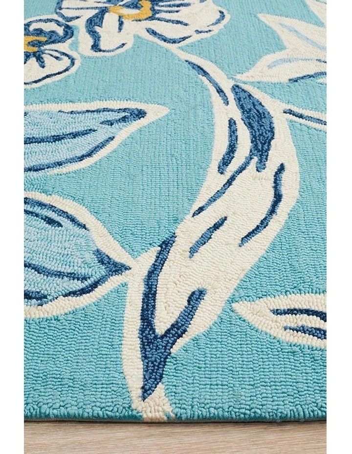 Rug Culture Copacabana Whimsical Blue Floral Indoor Outdoor Rug 4 Rug Culture Copacabana Whimsical Blue Floral Indoor Outdoor Rug - Image 4