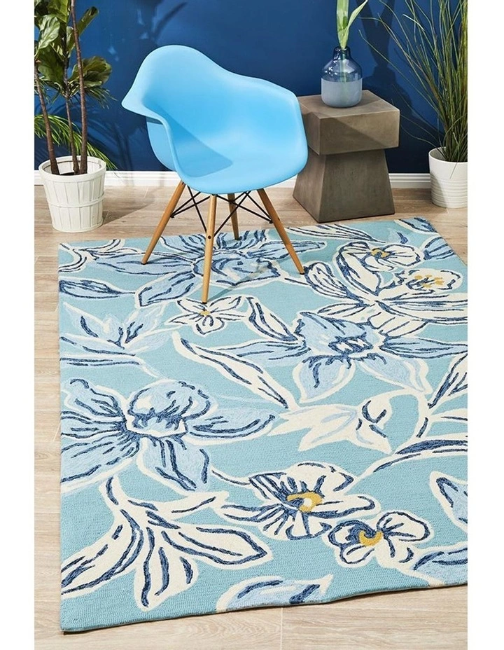 Rug Culture Copacabana Whimsical Blue Floral Indoor Outdoor Rug 6 Rug Culture Copacabana Whimsical Blue Floral Indoor Outdoor Rug - Image 6