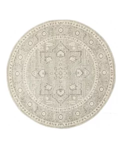 Rug Culture Evoke Silver Flower Transitional Round Rug