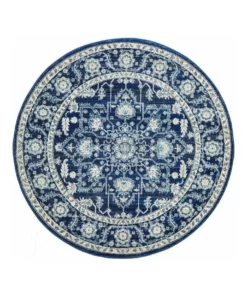 Rug Culture Evoke Release Navy Transitional Round Rug